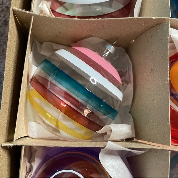 Vintage Kurt Adler Glass Striped Ornaments Hard To Find Christmas Holiday - Picture 9 of 13